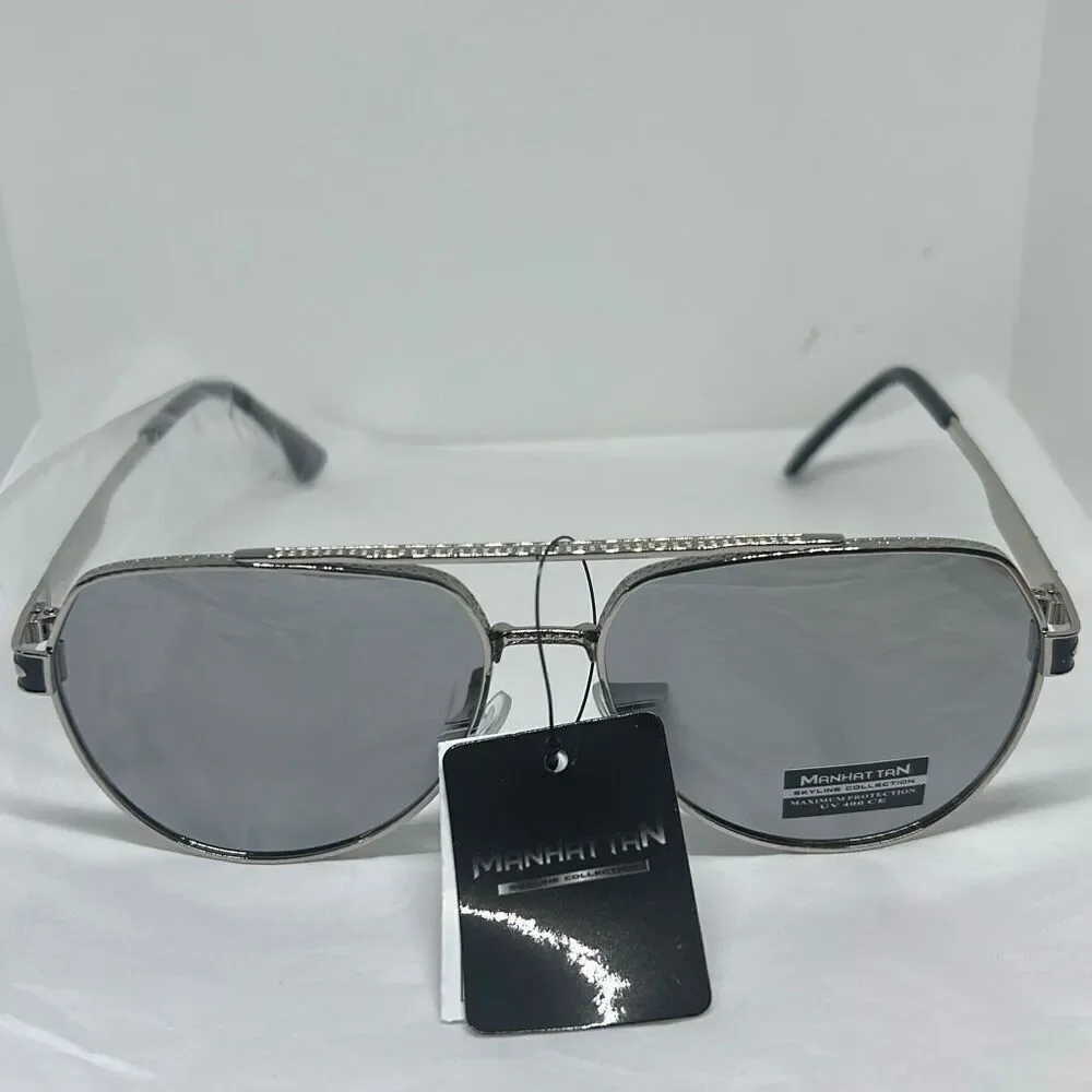 Manhattan Collection Aviator Sunglasses – Maximum UV Protection – Designer Metal